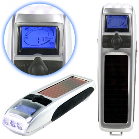 3v1 solární svítilna s hodinami a budíkem